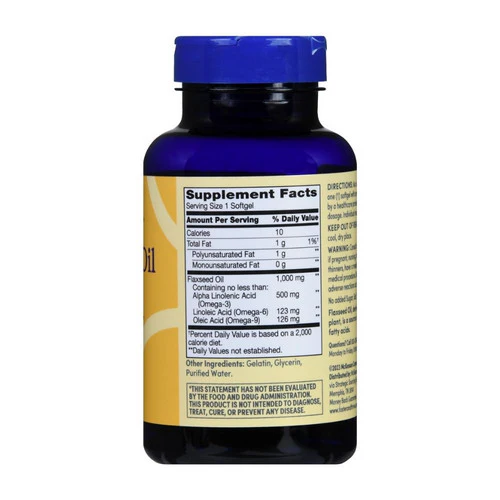 Foster And Thrive, Flaxseed Oil, 1000 Mg, 100 Softgels - Image 3