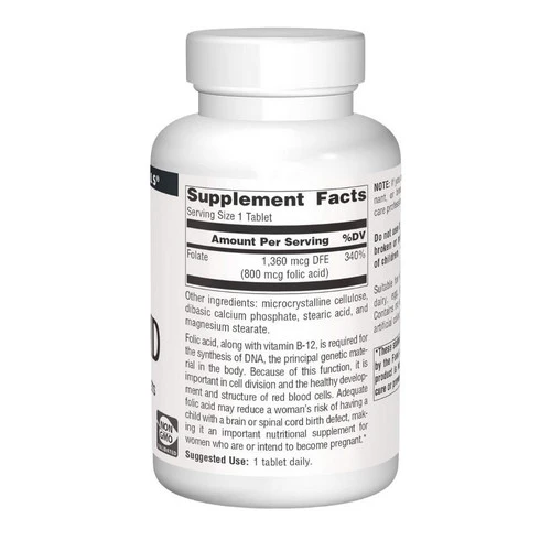 Source Naturals, Folic Acid, 800 mcg, 1000 Tabs - Image 2