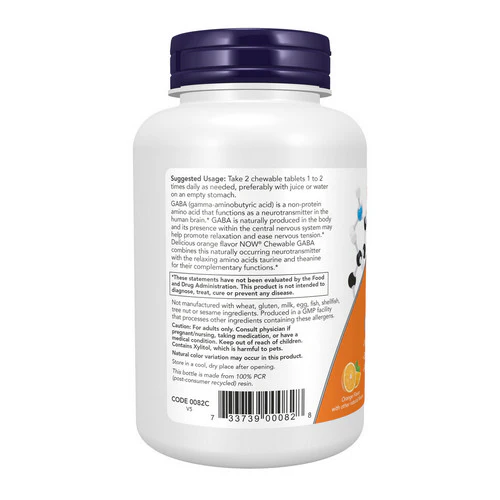 Now Foods, GABA, 250 mg, Orange Flavour 90 chewables - Image 3