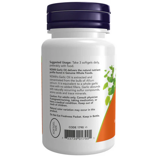 Now Foods, Garlic Oil, 1500 mg, 100 Sgels - Image 3
