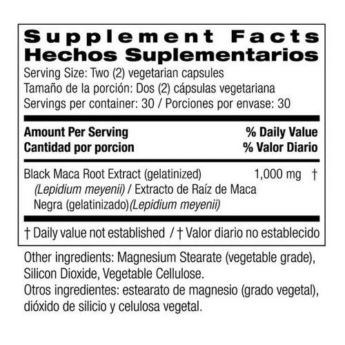 Bio Nutrition Inc, Gelatinized Black Maca, 60 Veggie Capsules - Image 2