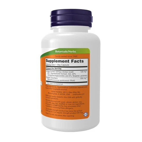 Now Foods, Ginkgo Biloba, 120 mg, 100 Vcaps - Image 2