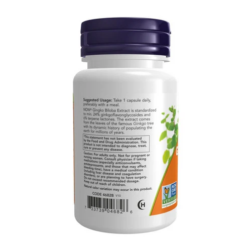 Now Foods, Ginkgo Biloba, 120 mg, 50 Vcaps - Image 2