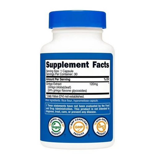 Nutricost, Ginkgo Biloba Capsules, 120 Mg, 30 Caps - Image 2