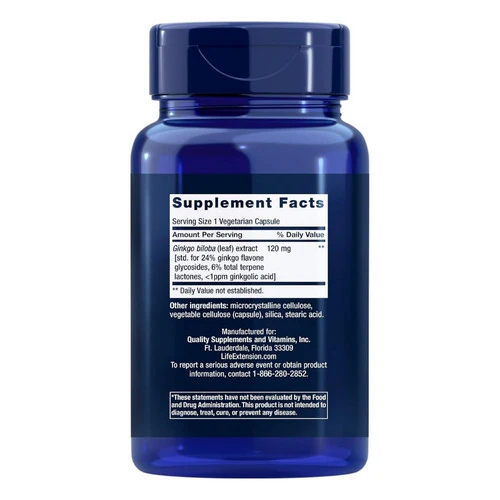 Life Extension, Ginkgo Biloba Certified Extract, 120 mg, 365 Caps - Image 2