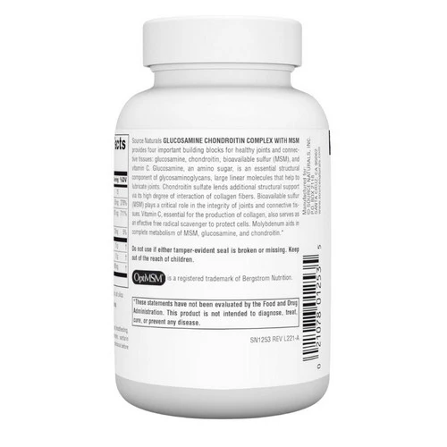 Source Naturals, Glucosamine Chondroitin, Complex w/MSM 60 Tabs - Image 3