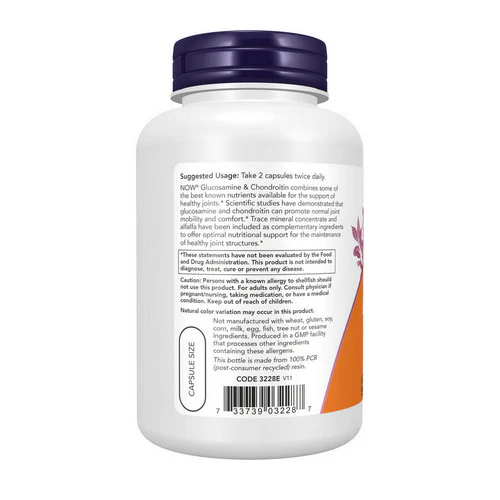 Now Foods, Glucosamine & Chondroitin with Trace Mineral Concentrate, 120 Veg Caps - Image 3