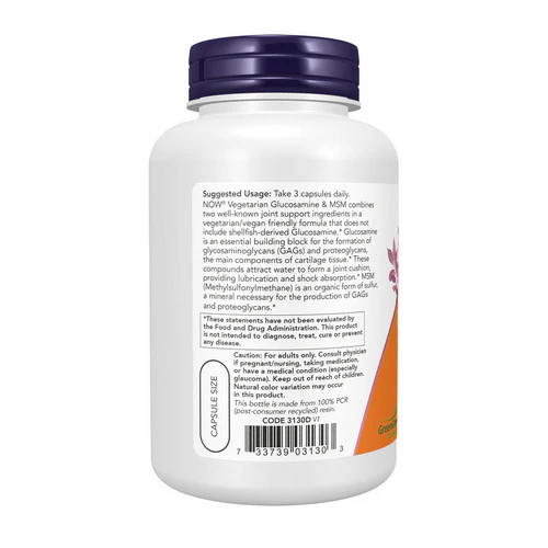 Now Foods, Glucosamine & MSM, 120 Veg Caps - Image 3
