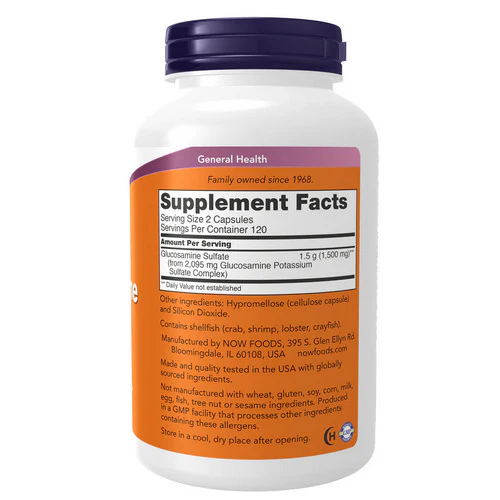 Now Foods, Glucosamine Sulfate, 750 mg, 240 Caps - Image 2