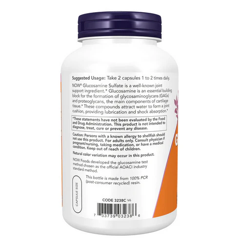 Now Foods, Glucosamine Sulfate, 750 mg, 240 Caps - Image 3