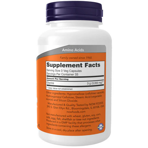 Now Foods, Glycine, 1000 mg, 100 Caps - Image 2