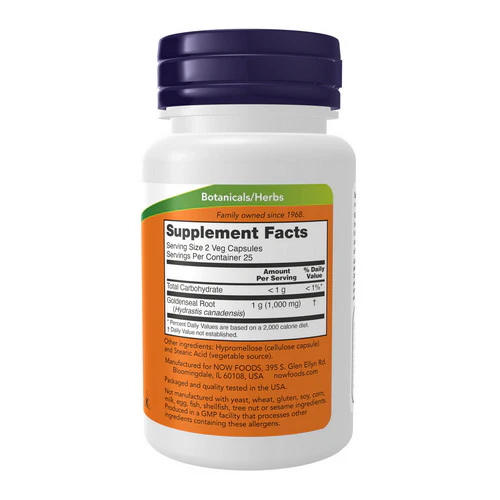 Now Foods, Goldenseal Root, 500 mg, 50 Caps - Image 2