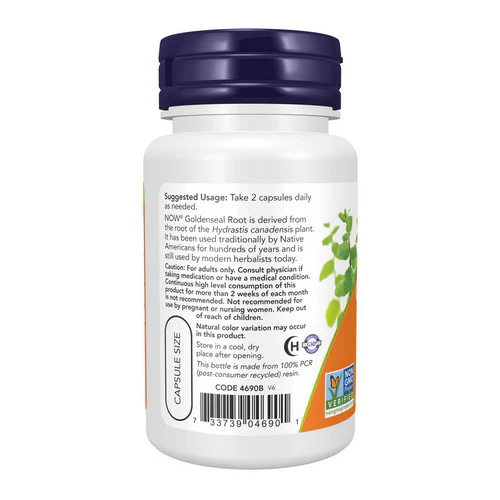 Now Foods, Goldenseal Root, 500 mg, 50 Caps - Image 3
