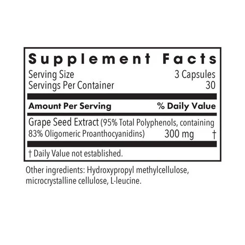 Nutricology/ Allergy Research Group, Grape Pips Proanthocyanidins, 90 Veg Caps - Image 2