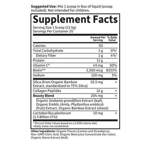 Garden of Life, Grass Fed Collagen Beauty Powder, Strawberry Lemonade, 9.52 Oz - Image 4