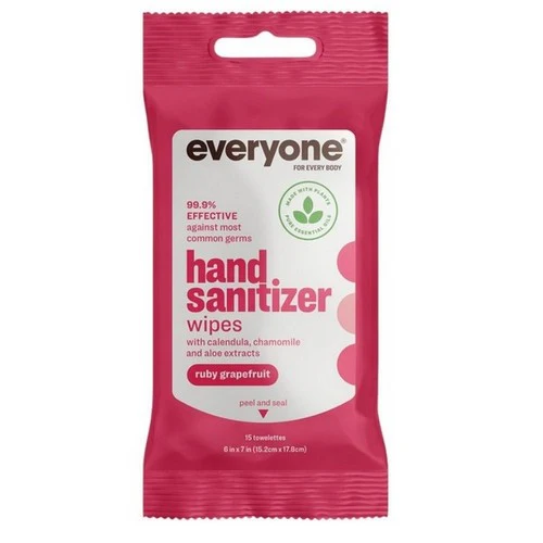 Everyone, Hand Sanitizer Wipes Ruby Grapefruit, 15 Count (Case Of 6) - Image 2