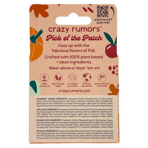 Crazy Rumors, Harvest Mix Lip Balms, 4 Count - Image 3