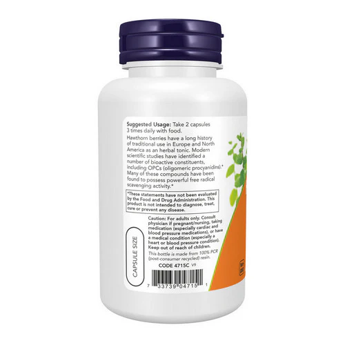 Now Foods, Hawthorn Berry, 540 mg, 100 Caps - Image 3