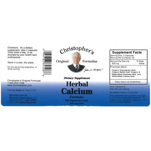 Dr. Christophers Formulas, Herbal Calcium, 100 Vegicaps - Image 2