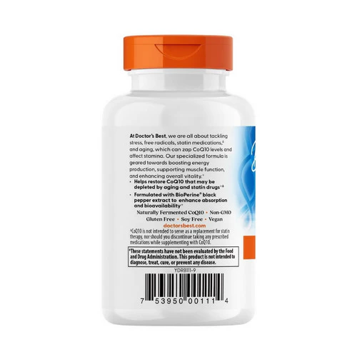 Doctors Best, High Absorption CoQ10 With BioPerine, 200 mg, 60 Veggie Caps - Image 3