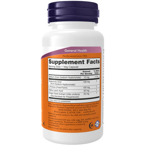 Now Foods, Hyaluronic Acid, 100 mg, 60 Vcaps - Image 2