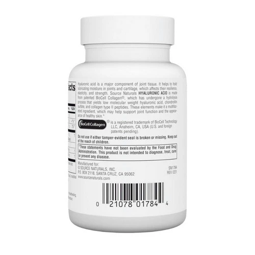 Source Naturals, Hyaluronic Acid, 50 mg, 60 Tabs - Image 3