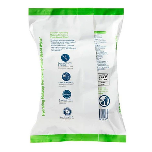 Cerave, Hydrating Makeup Removing Plant Based Wipes, 25 Count - Image 2