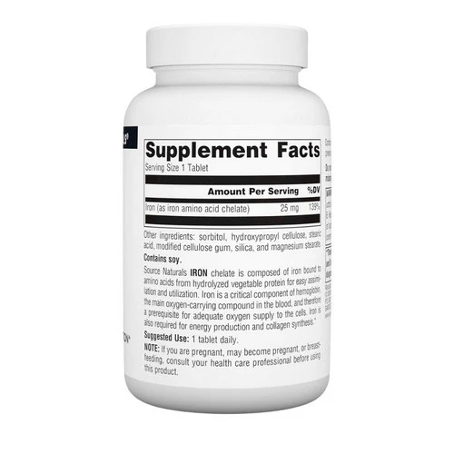 Source Naturals, Iron Chelate, 25 MG, 250 Tabs - Image 2
