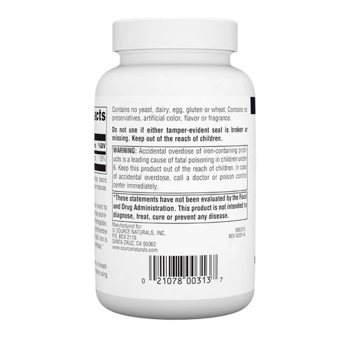 Source Naturals, Iron Chelate, 25 MG, 250 Tabs - Image 3