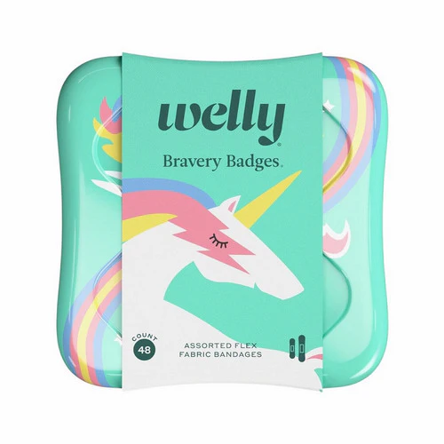 Welly, Kids Bravery Badges Assorted Rainbow Flex Fabric, 48 Count