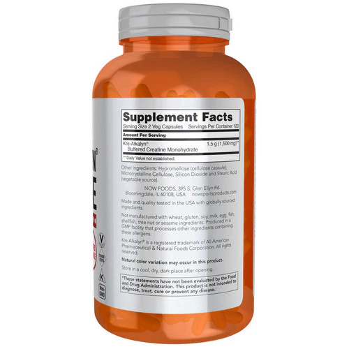 Now Foods, Kre-Alkalyn Creatine, 750mg, 240 caps - Image 2
