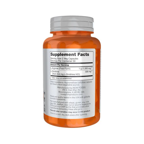 Now Foods, L-Arginine & Ornithine, 100 Caps - Image 2