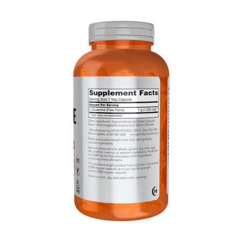 Now Foods, L-Glutamine, 1000 mg, 240 Caps - Image 2