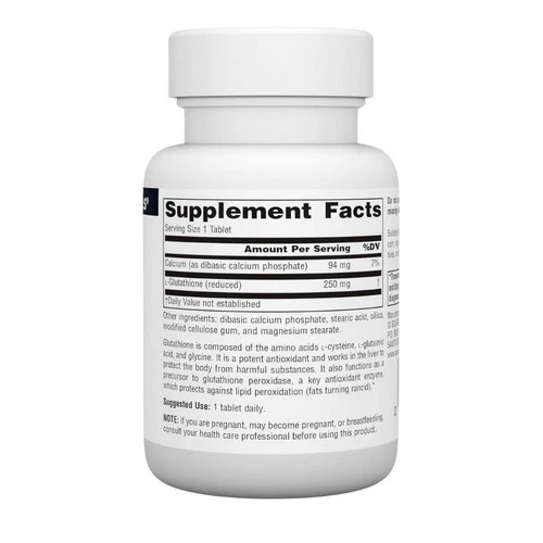Source Naturals, Reduced Glutathione, 250 mg, 60 Tabs - Image 2