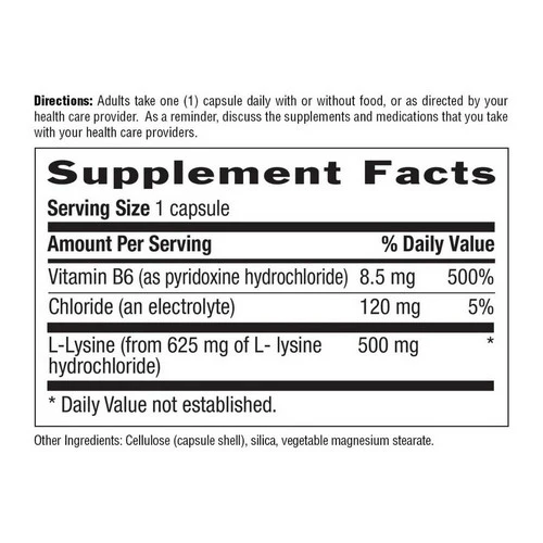 Country Life, L-Lysine with B-6, 500 MG, 100 Caps - Image 2
