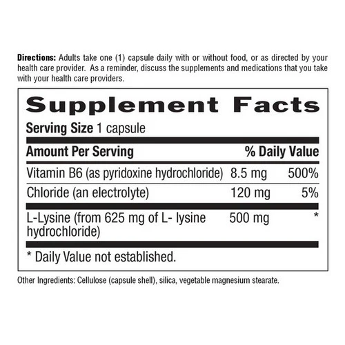 Country Life, L-Lysine with B-6, 500 MG, 100 Caps - Image 3