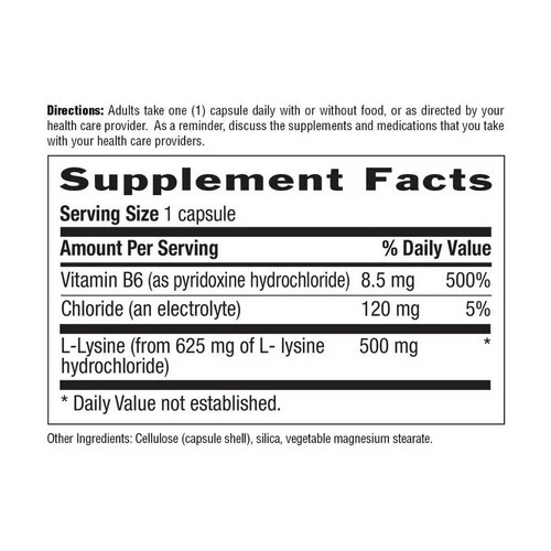 Country Life, L-Lysine with B-6, 500 MG, 250 Caps - Image 2