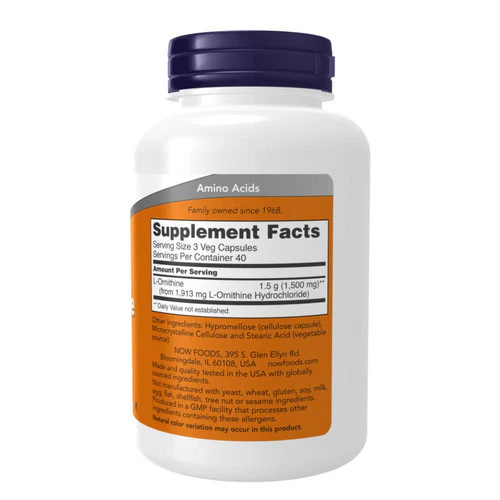 Now Foods, L-Ornithine, 500 mg, 120 Caps - Image 3
