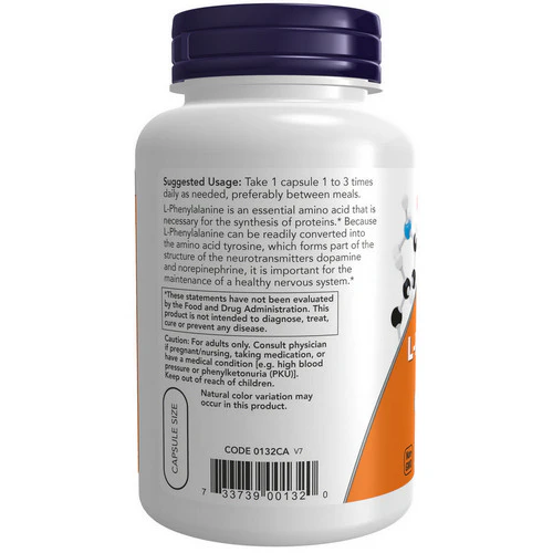 Now Foods, L - Phenylalanine, 500 mg, 120 Caps - Image 3