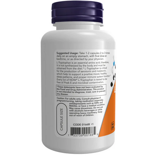Now Foods, L-Tryptophan, 500 mg, 60 Vcaps - Image 3