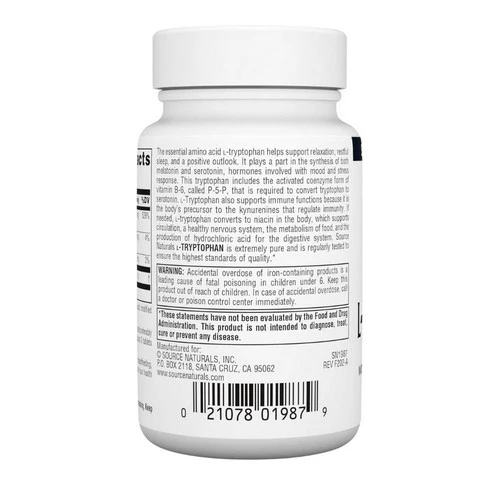 Source Naturals, L-Tryptophan, 500 mg, 60 Tabs - Image 3