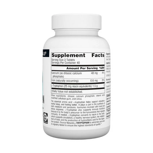 Source Naturals, L-Tryptophan, 500 MG, 120 Tabs - Image 2