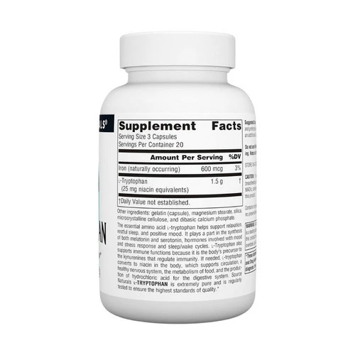 Source Naturals, L-Tryptophan, 500 MG, 60 Caps - Image 2