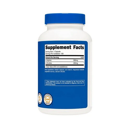 Nutricost, L-Arginine + L-Citrulline Capsules, 750 Mg, 120 Count - Image 2