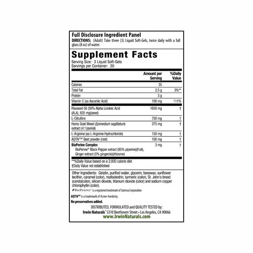 Irwin Naturals, L-Citrulline + L-Arginine, 60 Softgels - Image 2