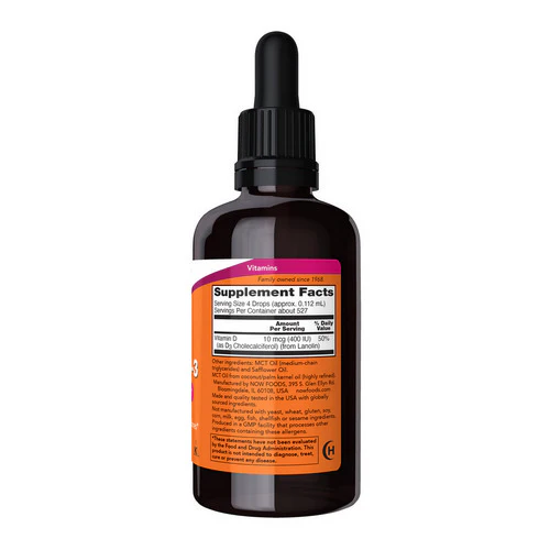 Now Foods, Liquid Vitamin D-3, 2 OZ - Image 2