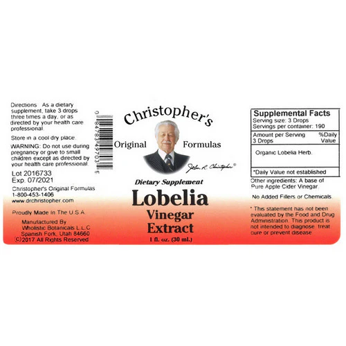 Dr. Christophers Formulas, Lobelia Herb Extract, Vinegar 1 OZ - Image 2