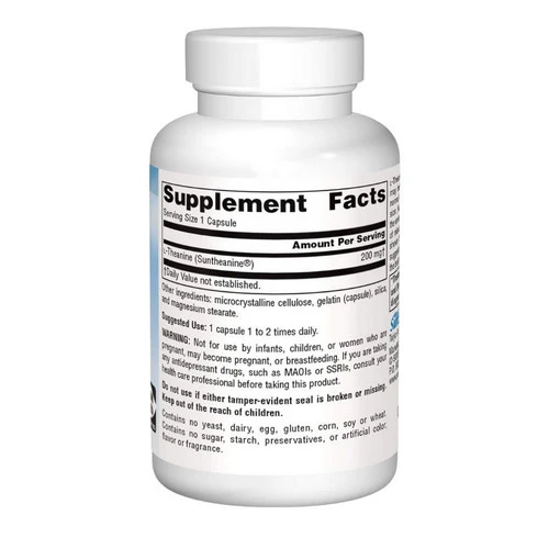 Source Naturals, L-Theanine, 200 mg, 30 Caps - Image 2