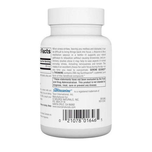 Source Naturals, L-Theanine, 200 mg, 60 Caps - Image 3