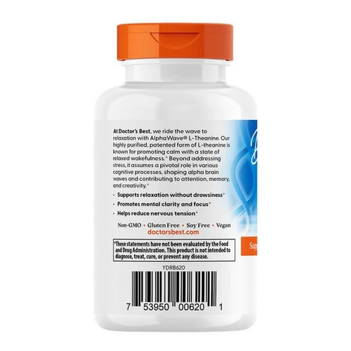 Doctors Best, L-Theanine with AlphaWave, 200 Mg, 60 VegCaps - Image 3
